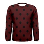 Polka Dots - Black on Bulgarian Rose Red Men s Long Sleeve T-shirt