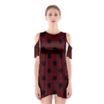 Polka Dots - Black on Bulgarian Rose Red Women s Cutout Shoulder Dress