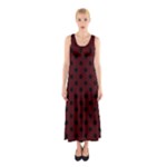 Polka Dots - Black on Bulgarian Rose Red Full Print Maxi Dress