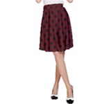 Polka Dots - Black on Bulgarian Rose Red A-Line Skirt
