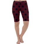 Polka Dots - Black on Bulgarian Rose Red Cropped Leggings