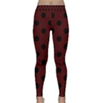 Polka Dots - Black on Bulgarian Rose Red Yoga Leggings