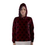 Polka Dots - Black on Bulgarian Rose Red Hooded Wind Breaker (Women)