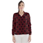 Polka Dots - Black on Bulgarian Rose Red Wind Breaker (Women)