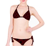Polka Dots - Black on Bulgarian Rose Red Bikini Set