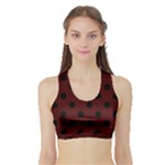 Polka Dots - Black on Bulgarian Rose Red Women s Sports Bra with Border