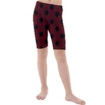 Polka Dots - Black on Bulgarian Rose Red Kid s Mid Length Swim Shorts