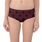 Polka Dots - Black on Bulgarian Rose Red Mid-Waist Bikini Bottoms