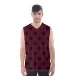 Polka Dots - Black on Bulgarian Rose Red Men s Basketball Tank Top