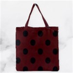 Polka Dots - Black on Bulgarian Rose Red Grocery Tote Bag