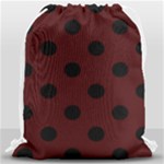 Polka Dots - Black on Bulgarian Rose Red Drawstring Bag (Large)