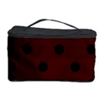 Polka Dots - Black on Bulgarian Rose Red Cosmetic Storage Case