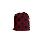 Polka Dots - Black on Bulgarian Rose Red Drawstring Pouch (XS)
