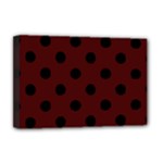 Polka Dots - Black on Bulgarian Rose Red Deluxe Canvas 18  x 12  (Stretched)