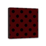 Polka Dots - Black on Bulgarian Rose Red Mini Canvas 4  x 4  (Stretched)