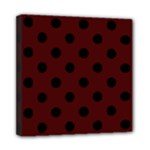 Polka Dots - Black on Bulgarian Rose Red Mini Canvas 8  x 8  (Stretched)
