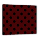 Polka Dots - Black on Bulgarian Rose Red Canvas 24  x 20  (Stretched)