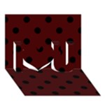 Polka Dots - Black on Bulgarian Rose Red I Love You 3D Greeting Card (7x5)