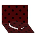 Polka Dots - Black on Bulgarian Rose Red Circle Bottom 3D Greeting Card (7x5)