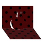 Polka Dots - Black on Bulgarian Rose Red Apple 3D Greeting Card (7x5)