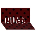 Polka Dots - Black on Bulgarian Rose Red HUGS 3D Greeting Card (8x4)