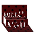 Polka Dots - Black on Bulgarian Rose Red Miss You 3D Greeting Card (7x5)