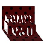 Polka Dots - Black on Bulgarian Rose Red THANK YOU 3D Greeting Card (7x5)