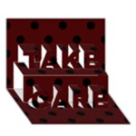 Polka Dots - Black on Bulgarian Rose Red TAKE CARE 3D Greeting Card (7x5)