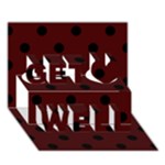 Polka Dots - Black on Bulgarian Rose Red Get Well 3D Greeting Card (7x5)