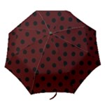 Polka Dots - Black on Bulgarian Rose Red Folding Umbrella