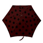 Polka Dots - Black on Bulgarian Rose Red Mini Umbrella