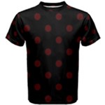 Polka Dots - Bulgarian Rose Red on Black Men s Cotton Tee