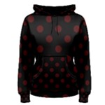 Polka Dots - Bulgarian Rose Red on Black Women s Pullover Hoodie