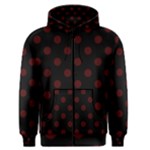 Polka Dots - Bulgarian Rose Red on Black Men s Zipper Hoodie