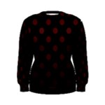 Polka Dots - Bulgarian Rose Red on Black Women s Sweatshirt