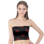 Polka Dots - Bulgarian Rose Red on Black Tube Top