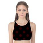 Polka Dots - Bulgarian Rose Red on Black Tank Bikini Top