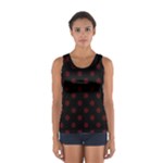 Polka Dots - Bulgarian Rose Red on Black Women s Sport Tank Top