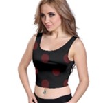 Polka Dots - Bulgarian Rose Red on Black Crop Top