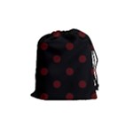 Polka Dots - Bulgarian Rose Red on Black Drawstring Pouch (M)