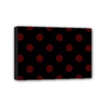 Polka Dots - Bulgarian Rose Red on Black Mini Canvas 6  x 4  (Stretched)