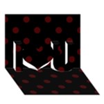 Polka Dots - Bulgarian Rose Red on Black I Love You 3D Greeting Card (7x5)