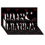 Polka Dots - Bulgarian Rose Red on Black Happy Birthday 3D Greeting Card (8x4)