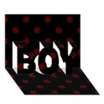 Polka Dots - Bulgarian Rose Red on Black BOY 3D Greeting Card (7x5)