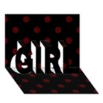 Polka Dots - Bulgarian Rose Red on Black GIRL 3D Greeting Card (7x5)