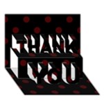 Polka Dots - Bulgarian Rose Red on Black THANK YOU 3D Greeting Card (7x5)