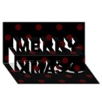 Polka Dots - Bulgarian Rose Red on Black Merry Xmas 3D Greeting Card (8x4)