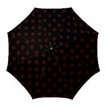 Polka Dots - Bulgarian Rose Red on Black Golf Umbrella