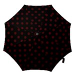 Polka Dots - Bulgarian Rose Red on Black Hook Handle Umbrella (Small)