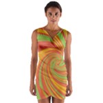 Green and orange twist Wrap Front Bodycon Dress